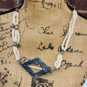 Abalone‎ and freshwater pearl necklace NWOT